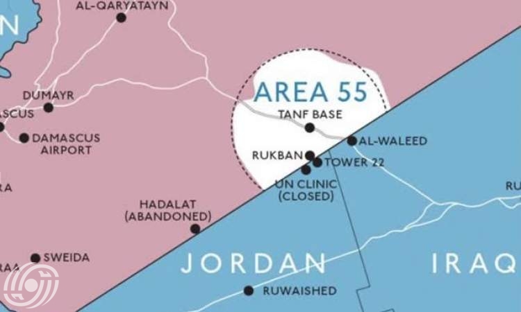 خريطة للقواعد الامريكية العسكرية على الحدود السورية - الاردنية